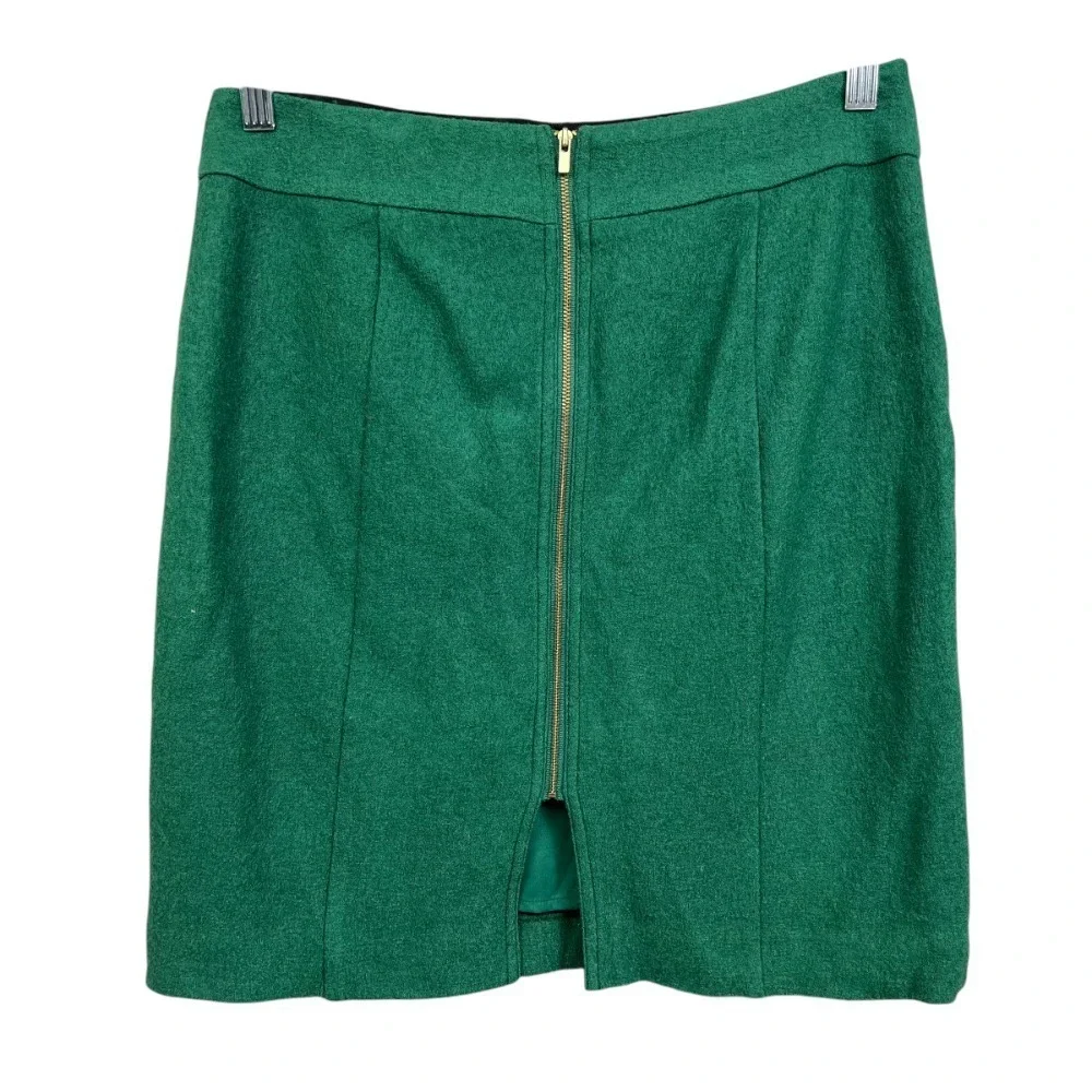 Banana Republic Women Wool Blend Pencil Skirt Lined Full Gold Zipper Green 6P*